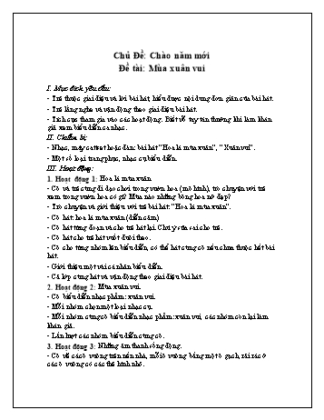 Giáo án Mầm non Lớp Mầm - Chủ đề: Chào năm mới - Đề tài: Mùa xuân vui