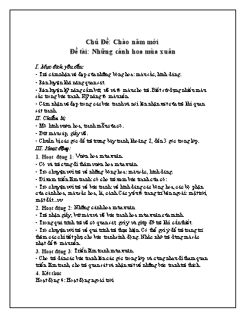 Giáo án Mầm non Lớp Mầm - Chủ đề: Chào năm mới - Đề tài: Những cánh hoa mùa xuân