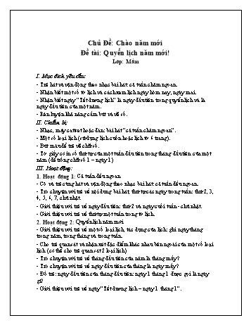 Giáo án Mầm non Lớp Mầm - Chủ đề: Chào năm mới - Đề tài: Quyển lịch năm mới!