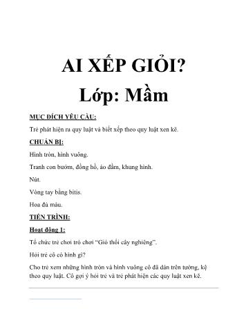 Giáo án Mầm non Lớp Mầm - Đề tài: Ai xếp giỏi