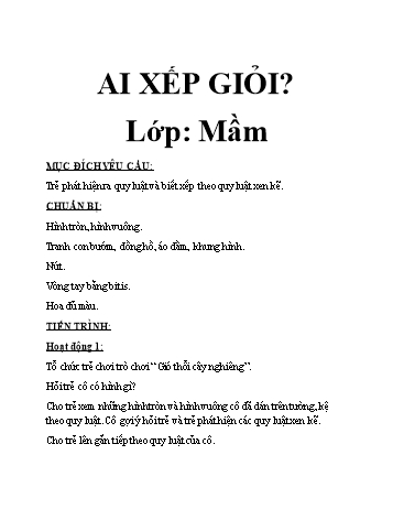 Giáo án Mầm non Lớp Mầm - Hoạt động: Ai xếp giỏi