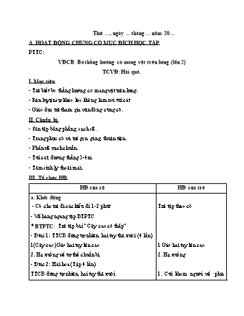 Giáo án Mầm non Lớp Nhà trẻ - Bò thẳng hướng có mang vật trên lưng (Lần 2) - Hái quả