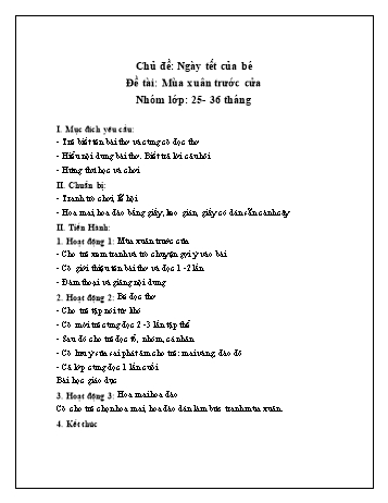 Giáo án Mầm non Lớp Nhà trẻ - Chủ đề: Ngày tết của bé - Đề tài: Mùa xuân trước cửa