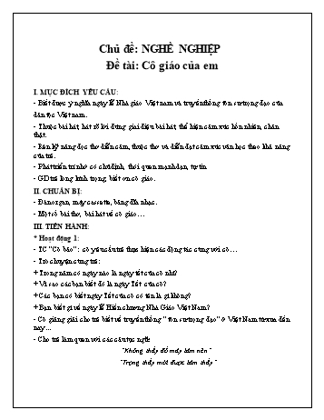 Giáo án Mầm non Lớp Chồi - Chủ đề: Nghề nghiệp - Đề tài: Cô giáo của em