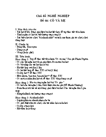 Giáo án Mầm non Lớp Chồi - Chủ đề: Nghề nghiệp - Đề tài: Cô và mẹ