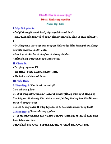 Giáo án Mầm non Lớp Chồi - Chủ đề: Nhà bé có con vật gì - Đề tài: Mình cùng tập đếm (Bản đẹp)