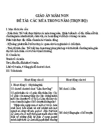 Giáo án Mầm non Lớp Chồi - Đề tài: Các mùa trong năm