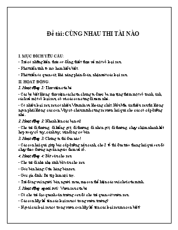 Giáo án Mầm non Lớp Chồi - Đề tài: Cùng nhau thi tài nào