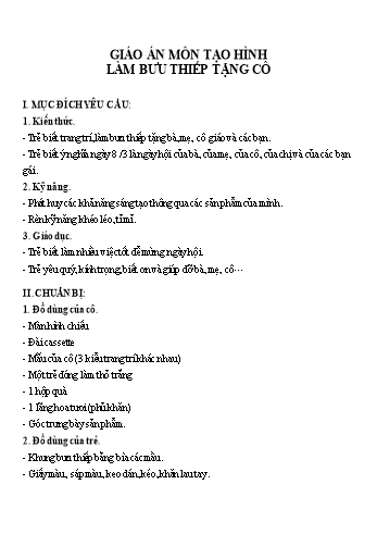 Giáo án Mầm non Lớp Chồi - Đề tài: Làm bưu thiếp tặng cô