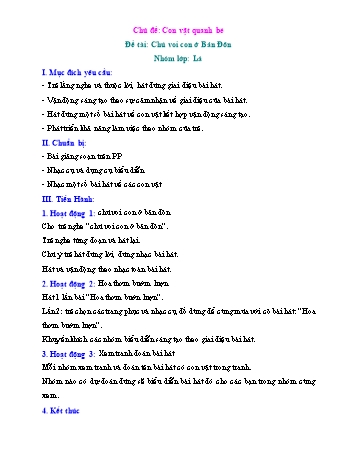 Giáo án Mầm non Lớp Lá - Chủ đề: Con vật quanh bé - Đề tài: Chú voi con ở Bản Đôn (Bản đẹp)