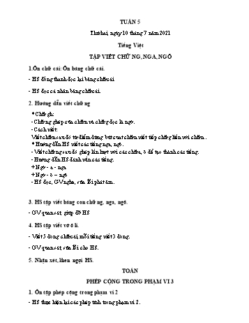 Giáo án Mầm non Lớp Lá (Chuẩn bị vào Lớp 1) - Tuần 5 - Năm học 2021-2022