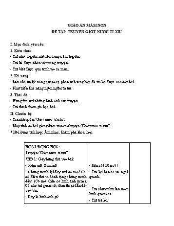 Giáo án Mầm non Lớp Lá - Đề tài: Truyện Giọt nước tí xíu