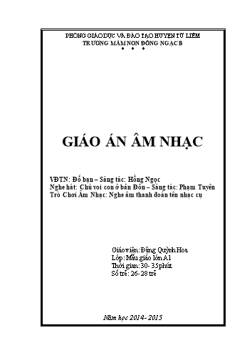 Giáo án Mầm non Lớp Lá - Môn: Âm nhạc - Vận động theo nhạc: Đố bạn