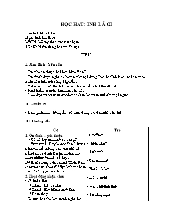 Giáo án Mầm non Lớp Mầm - Môn: Âm nhạc - Học hát: Inh lả ơi