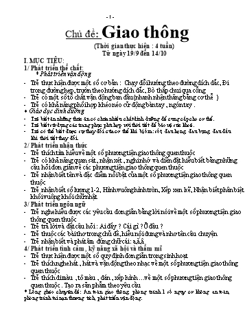 Giáo án Mầm non Lớp Lá - Chủ đề: Giao thông