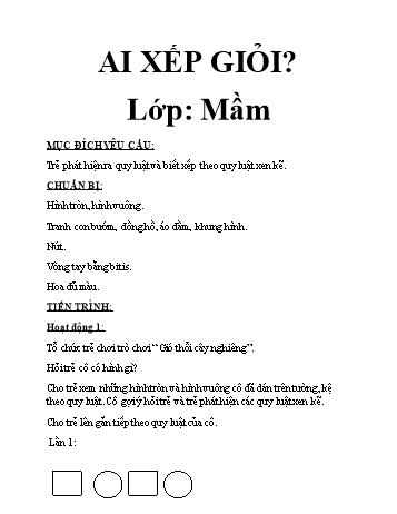 Giáo án Mầm non Lớp Mầm - Ai xếp giỏi