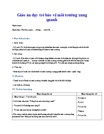 Giáo án Mầm non Lớp Chồi - Dạy trẻ bảo vệ môi trường xung quanh