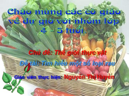 Bài giảng Mầm non Lớp Chồi - Chủ đề: Thế giới thực vật - Đề tài: Tìm hiểu một số loại rau - Nguyễn Thị Huyền