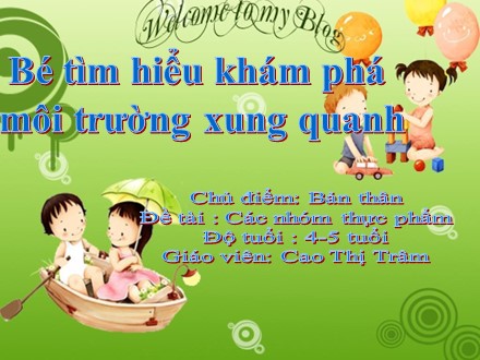 Bài giảng Mầm non Lớp Chồi - Chủ điểm: Bản thân - Đề tài: Các nhóm thực phẩm - Cao Thị Trâm