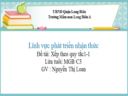 Bài giảng Mầm non Lớp Mầm - Lĩnh vực: Phát triển nhận thức - Đề tài: Xếp tương ứng 1-1 - Nguyễn Thị Loan