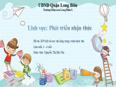 Bài giảng Mầm non Lớp Mầm - Lĩnh vực: Phát triển nhận thức - Đề tài: Khám phá một số con vật sống trong vườn bách thú - Nguyễn Thị Hải Yến