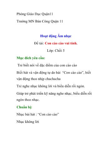 Giáo án Mầm non Lớp Chồi - Đề tài: Con cào cào vui tính - Trường Mầm non Bán Công Quận 11