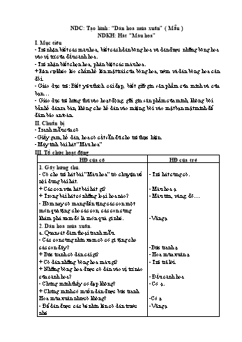 Giáo án Mầm non Lớp Chồi - Đề tài: Tạo hình “Dán hoa mùa xuân”, Hát “Màu hoa” - Trường Mầm non Yên Lạc