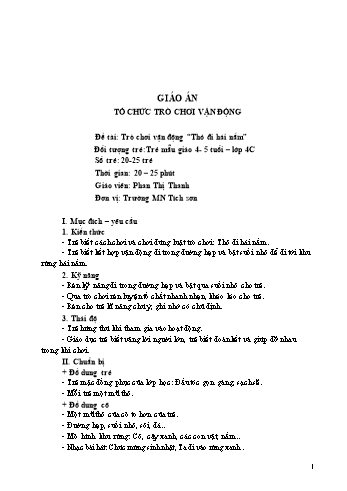 Giáo án Mầm non Lớp Chồi - Đề tài: Trò chơi vận động “Thỏ đi hái nấm” - Phan Thị Thanh