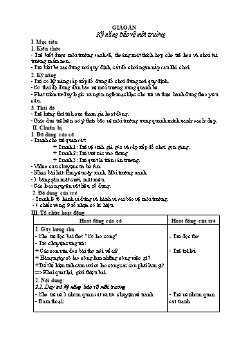 Giáo án Mầm non Lớp Chồi - Kỹ năng bảo vệ môi trường - Cao Thị Trang