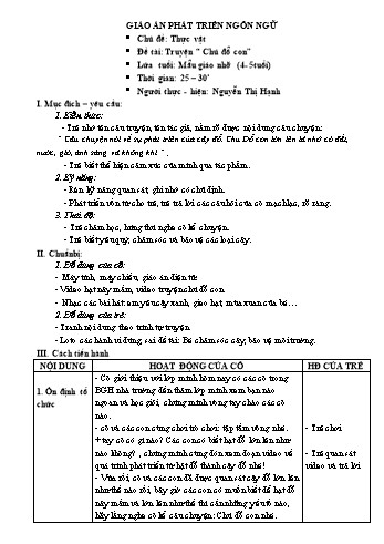 Giáo án Mầm non Lớp Chồi - Lĩnh vực phát triển ngôn ngữ - Chủ đề: Thực vật - Đề tài: Truyện “Chú đỗ con” - Nguyễn Thị Hạnh