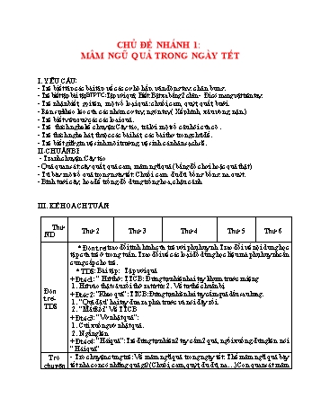 Giáo án Mầm non Lớp Lá - Chủ đề nhánh 1: Mâm ngũ quả trong ngày Tết