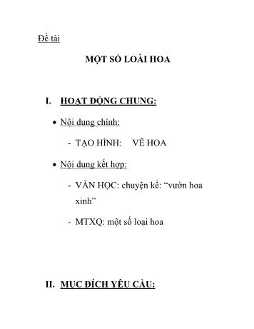 Giáo án Mầm non Lớp Lá - Đề tài: Một số loài hoa