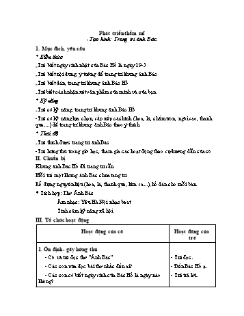 Giáo án Mầm non Lớp Lá - Lĩnh vực phát triển thẩm mĩ - Đề tài: Tạo hình Trang trí ảnh Bác - Vũ Thị Tuyết