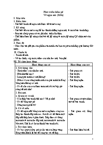 Giáo án Mầm non Lớp Lá - Lĩnh vực phát triển thẩm mĩ - Đề tài: Vẽ ngọn núi (Mẫu) - Cao Thị Trang