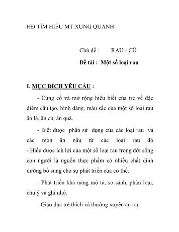 Giáo án Mầm non Lớp Mầm - Chủ đề: Rau–củ - Đề tài: Một số loại rau