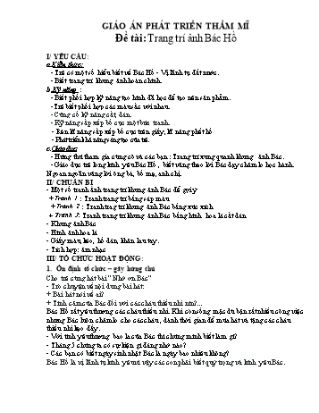 Giáo án Mầm non Lớp Mầm - Lĩnh vực phát triển thẩm mĩ - Đề tài: Trang trí ảnh Bác Hồ - Trường Mầm non Tích Sơn