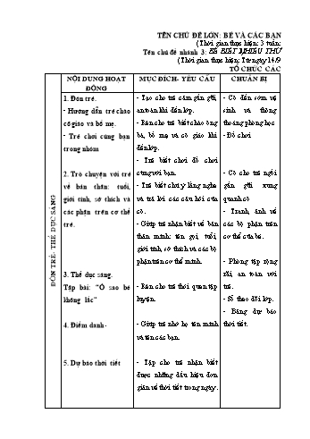 Giáo án Mầm non Lớp Nhà trẻ - Chủ đề: Bé và các bạn - Chủ đề nhánh 3: Bé biết nhiều thứ