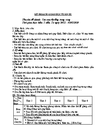 Giáo án Mầm non Khối Nhà trẻ - Chủ đề 5: Những con vật đáng yêu - Chủ đề nhánh 3: Các con vật sống trong rừng - Năm học 2019-2020