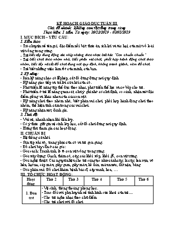 Giáo án Mầm non Lớp Chồi - Chủ đề: Những con vật gần gũi - Chủ đề nhánh 3: Những con vật sống trong rừng - Năm học 2019-2020