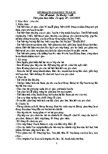 Giáo án Mầm non Lớp Chồi - Chủ đề: Quê hương – Đất nước – Bác Hồ – Bé lên lớp 5 tuổi - Chủ đề nhánh 4: Bé lên lớp 5 tuổi - Năm học 2019-2020