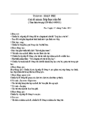 Giáo án Mầm non Khối Mầm - Chủ đề 1: Trường mầm non - Chủ đề nhánh 2: Lớp học của bé