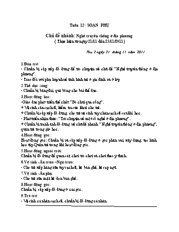 Giáo án Mầm non Khối Mầm - Chủ đề 3: Nghề nghiệp - Chủ đề nhánh 4: Nghề truyền thống ở địa phương