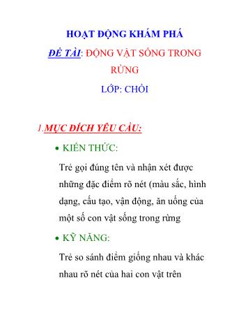 Giáo án Mầm non Lớp Chồi - Đề tài: Động vật sống trong rừng