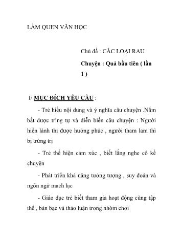 Giáo án Mầm non Lớp Lá - Chủ đề: Các loại rau - Đề tài: Chuyện Quả bầu tiên