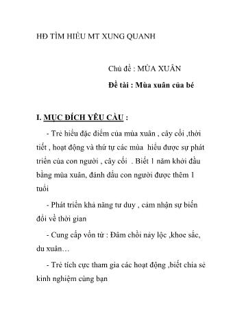 Giáo án Mầm non Lớp Lá - Chủ đề: Mùa xuân - Đề tài: Mùa xuân của bé