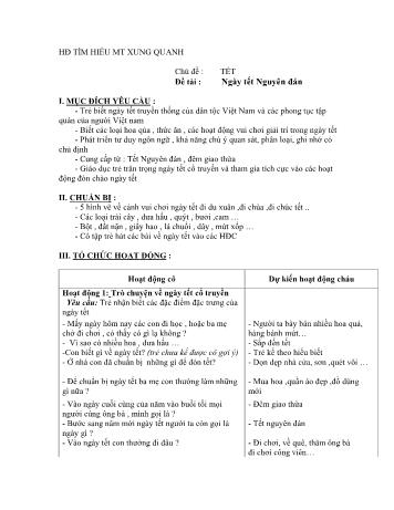 Giáo án Mầm non Lớp Lá - Chủ đề: Tết - Đề tài: Ngày Tết Nguyên đán
