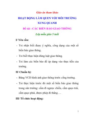 Giáo án Mầm non Lớp Lá - Đề tài: Các biển báo giao thông