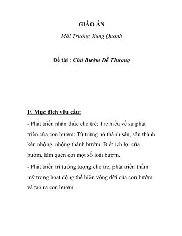 Giáo án Mầm non Lớp Lá - Đề tài: Chú bướm dễ thương