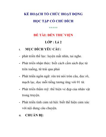 Giáo án Mầm non Lớp Lá - Đề tài: Đến thư viện