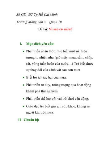 Giáo án Mầm non Lớp Lá - Đề tài: Vì sao có mưa?